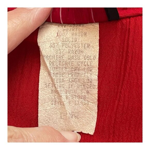 Women’s 90s Cascais of California Red & Black Abstract Floral Blouse – XL - Picture 7 of 9